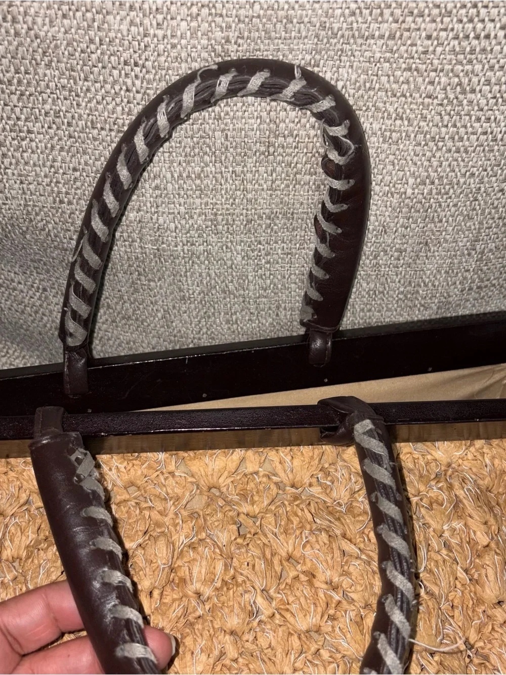 Paper Straw Top-Handle Bag in Tan - Picture 8 of 14